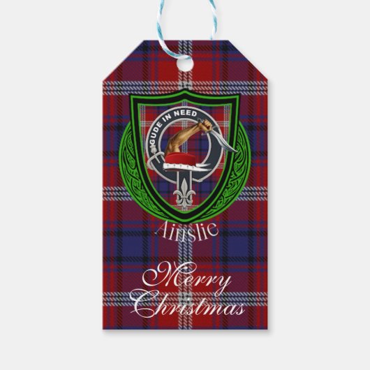 Ainslie Scottish Clan Tartan & Crest Geschenkanhänger (Vorderseite)