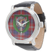 Ainslie Scottish Clan Tartan & Wappen Armbanduhr (Schrägansicht)