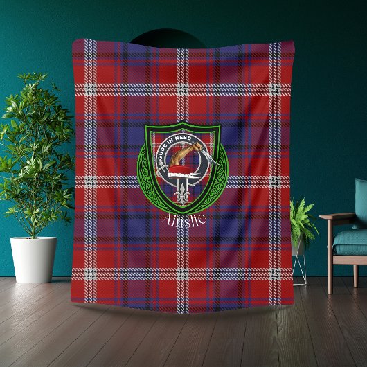 Ainslie Scottish Clan Tartan & Wappen Fleecedecke
