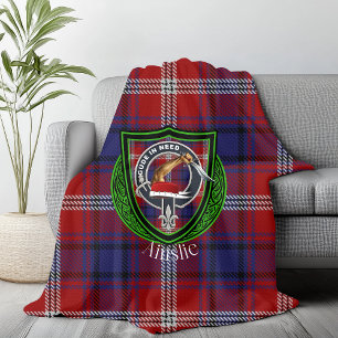 Ainslie Scottish Clan Tartan & Wappen Fleecedecke