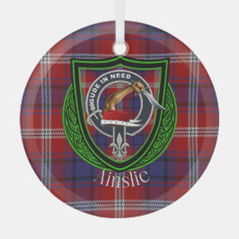 Ainslie Scottish Clan Tartan & Wappen Ornament Aus Glas