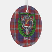 Ainslie Scottish Clan Tartan & Wappen Ornament Aus Glas (Vorderseite Rechts)