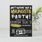 Aint Nothin' aber ein Youngsta Party Hip Hop Gebur Einladung (Stehend Vorderseite)