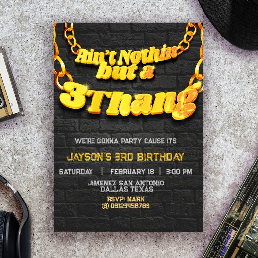 Ain't Nothin, sondern eine 3-fach - Hip Hop Einlad Einladung