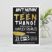 Aint Nuthin, aber ein Teen Thang Hip Hop Geburtsta Einladung (Stehend Vorderseite)