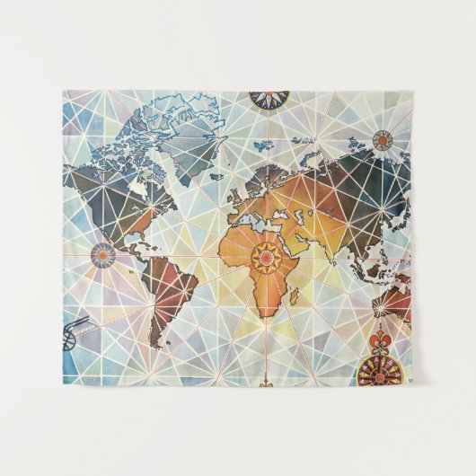 Air Afrique Karte der Welt Wandteppich (Vorderseite (Horizontal))