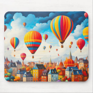 Air Ballon City Concept Abstrakte farbenfrohe Land Mousepad