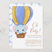 Air Balloon Elephant Boy Baby Shower Einladung (Vorne/Hinten)