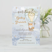Air Balloon Fox Stars Bokeh Virtual Baby Dusche Einladung (Stehend Vorderseite)