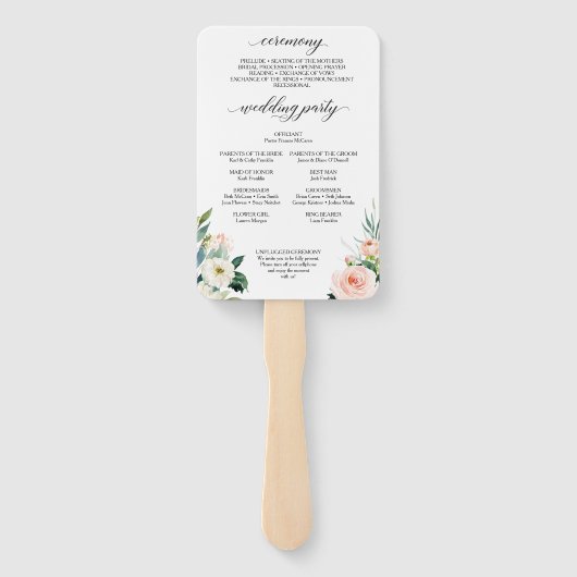 Air Blush Wedding Program Fan Fächer (Rückseite)