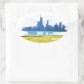 Air Brushed Chicago Ovaler Aufkleber (Tasche)
