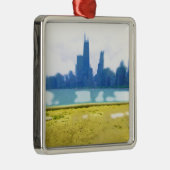 Air Brushed Chicago Silbernes Ornament (Rechts)