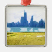 Air Brushed Chicago Silbernes Ornament (Vorne)