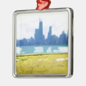 Air Brushed Chicago Silbernes Ornament (Links)