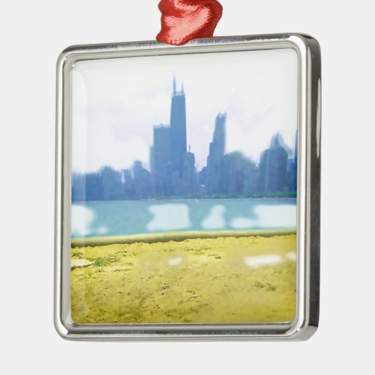 Air Brushed Chicago Silbernes Ornament (Links)