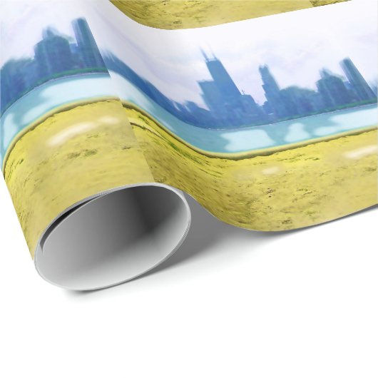 Air Brushed Chicago Skyline Geschenkpapier (Rolleneckpunkt)