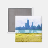 Air Brushed Chicago Skyline Magnet (Vorderseite/Rückseite)
