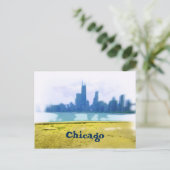 Air Brushed Chicago Skyline Postkarte (Stehend Vorderseite)