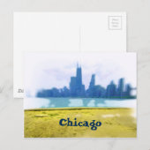 Air Brushed Chicago Skyline Postkarte (Vorne/Hinten)
