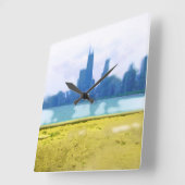Air Brushed Chicago Skyline Quadratische Wanduhr (Winkel)