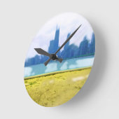 Air Brushed Chicago Skyline Runde Wanduhr (Winkel)