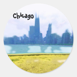 Air Brushed Chicago Skyline Runder Aufkleber
