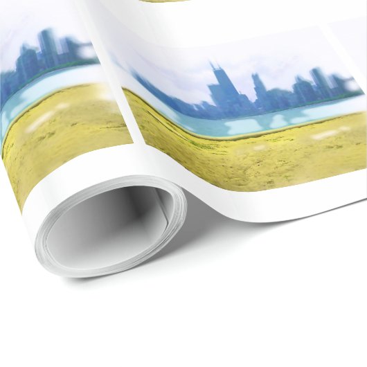 Air Brushed Chicago Wolkenkratzer Geschenkpapier (Rolleneckpunkt)