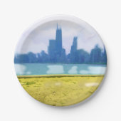 Air Brushed Chicago Wolkenkratzer Pappteller (Vorderseite)