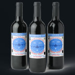 Air Captain's Birthday. Funny, vollständig anpassb Weinetikett<br><div class="desc">Ein lustiges und absolut einzigartiges Wein- oder Getränkeetikett zum Thema Flugreisen um die Welt. Ein dunkelblaues Passagierflugzeug vor dem Hintergrund der blauen Scheibe in der Mitte des Designs. Die blaue Scheibe imitiert ein Fluginstrument. Eine weiße Markierung unter dem Flugzeug zeigt auf die geografischen Koordinaten des Flughafens San Francisco. Internationale Flughafencodes...</div>