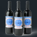 Air Captain's Birthday. Funny, vollständig anpassb Weinetikett<br><div class="desc">Ein lustiges und absolut einzigartiges Wein- oder Getränkeetikett zum Thema Flugreisen um die Welt. Ein dunkelblaues Passagierflugzeug vor dem Hintergrund der blauen Scheibe in der Mitte des Designs. Die blaue Scheibe imitiert ein Fluginstrument. Eine weiße Markierung unter dem Flugzeug zeigt auf die geografischen Koordinaten des Flughafens San Francisco. Internationale Flughafencodes...</div>
