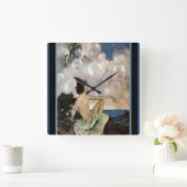 "Air Castles" by Maxfield Parrish Quadratische Wanduhr (Zuhause)