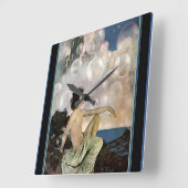 "Air Castles" by Maxfield Parrish Quadratische Wanduhr (Winkel)