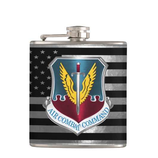 Air Combat Command mit Stahlflagge Flachmann (Vorderseite)