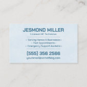 Air Conditioning – Repair, Service, Installation Visitenkarte (Rückseite)