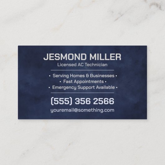 Air Conditioning – Repair • Service • Installation Visitenkarte (Rückseite)