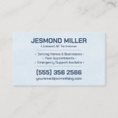 Air Conditioning – Repair • Service • Installation Visitenkarte (Rückseite)