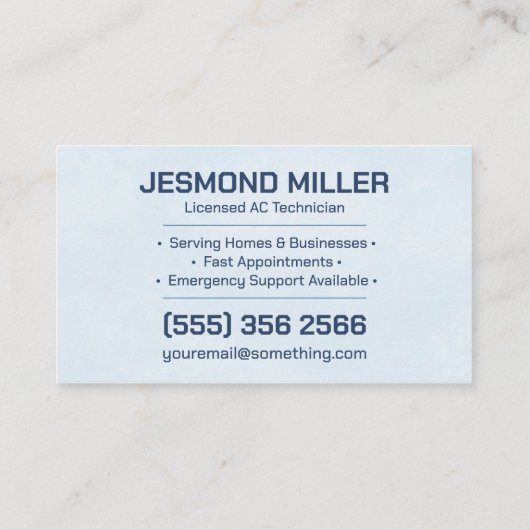 Air Conditioning – Repair • Service • Installation Visitenkarte (Rückseite)
