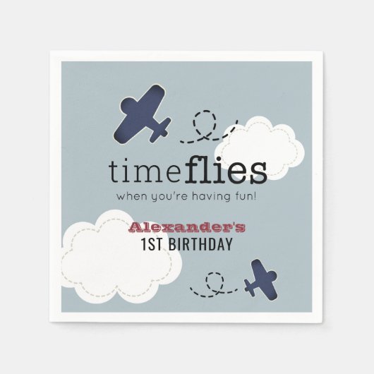 Air Fliegt Flugzeug Blue Boy Geburtstag Napkins Serviette (Vorderseite)