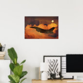 Air Flugzeug Fighter F-16 Night Sky Moon Wolken Poster (Heimbüro)