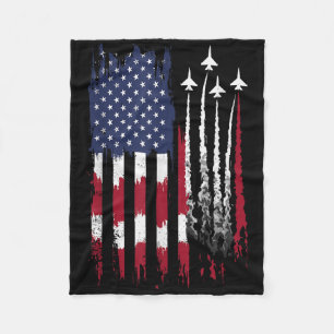 Air Force American Flag Patriotic Red White Blue 4 Fleecedecke