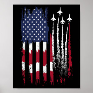 Air Force American Flag Patriotic Red White Blue 4 Poster