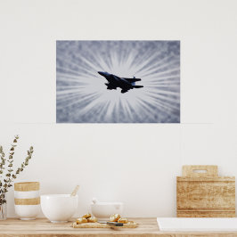 Air Force F 15 Fighter Jet in Sky Burst Art Poster