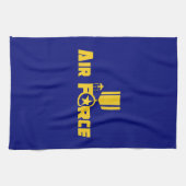 Air Force Military Star Medal Aircraft Blue Gold Geschirrtuch (Horizontal)