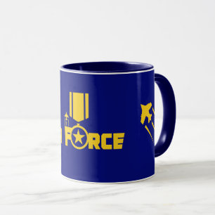 Air Force Military Star Medal Aircraft Blue Gold Tasse