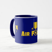Air Force Military Star Medal Aircraft Blue Gold Tasse (Vorderseite Links)