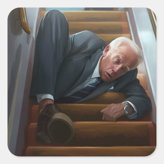 Air Force One Tumble: Joe Biden fällt Quadratischer Aufkleber (Vorderseite)