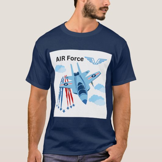 AIR Force USA Jet Red White Blue T-Shirt (Vorderseite)