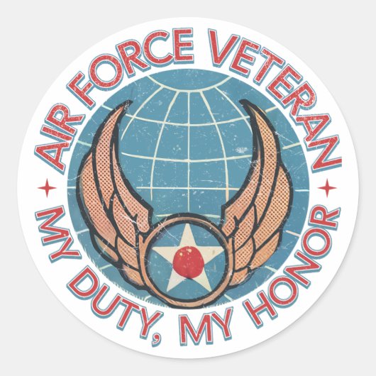 Air Force Veteran Runder Aufkleber (Vorderseite)