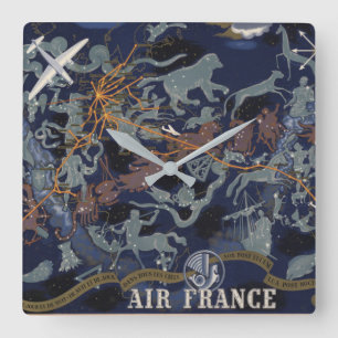 Air France: De Nuit und de Jour dans tous les ciel Quadratische Wanduhr