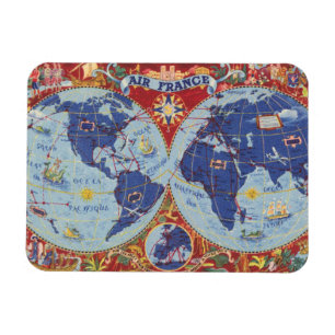 Air France Karte der Welt Magnet